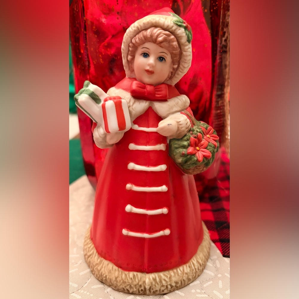 Enesco Red and White Holiday Figurine